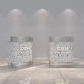 Two Modern Reception Desks With Marble Texture And Silver Frame For Welcome Area 3d model