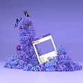 Stunning Photo Check In Spot With Cone Shaped Purple Blue Flowers And Butterflies