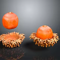 Two Fresh Orange Fruits On Brown Textured Bases Against Dark Background