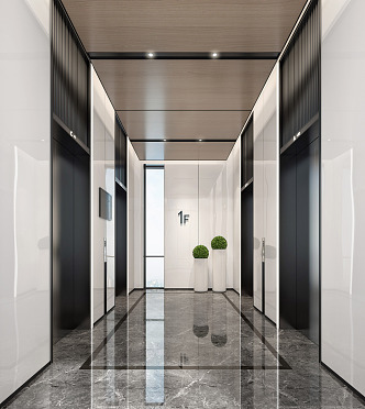 modern elevator hall 3d model