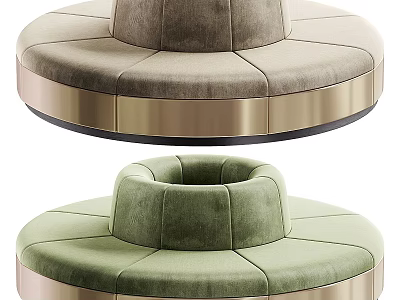 Modern Round Velvet Sofa with Gold Base Luxury Comfortable Seating Furniture Design 3d model