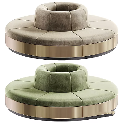 Modern Round Velvet Sofa with Gold Base Luxury Comfortable Seating Furniture Design 3d model