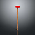 Red Head Hammer With Wooden Handle Clear Display On Gray Background
