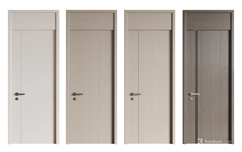 Modern Interior Swing Doors With Different Colors And Wooden Texture Design 3d model
