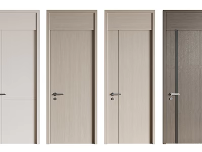 Modern Interior Swing Doors With Different Colors And Wooden Texture Design 3d model