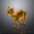 Orange Cartoon Camel With Green Eyes And Reflection On Gray Background 3d model