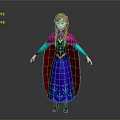 Game Movie Character Featuring Red Hair Blue Floral Dress And Red Cape