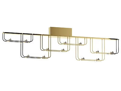 Modern Geometric Chandelier With Gold And Black Metal Ceiling Light Fixture 3d model