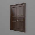 Simple Bedroom Double-door Simple European Office Flat-open Wooden Door Meeting Room Double-open Wooden Door 3d model