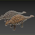 Two Armored Dinosaurs With Spiked Backs In 3D Render Design