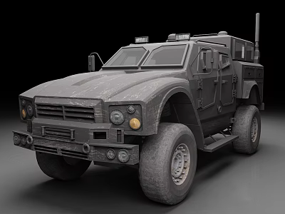Military Style Armored Vehicle With Reinforced Body Large Tires And Roof Equipment 3d model