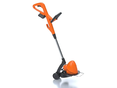 Orange And Black Handheld Push Lawn Mower Agricultural Grass Cutting Equipment 3d model