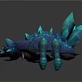 Blue Crystal Crab With Spiky Shell And Sharp Glowing Claws 3d model