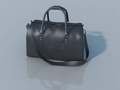 Black Leather Duffle Bag With Handle And Adjustable Shoulder Strap Design 3d model