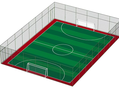 Small Sided Football Field With Green Turf White Lines Goals And Fencing 3d model