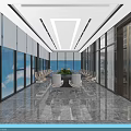 Modern Spacious Conference Room With Large Windows Long Table Green Plant And Ceiling Lighting