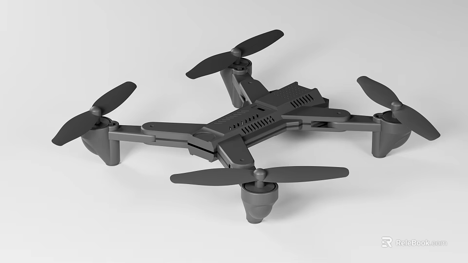 Modern Black Foldable Drone With Four Propellers And Lightweight Compact Design 3d model