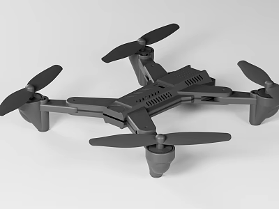Modern Black Foldable Drone With Four Propellers And Lightweight Compact Design 3d model
