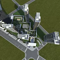 Modern High-Rise Residential Buildings In Community With Landscaped Greenery And Courtyard