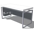 Modern Office Desk With White Tabletop And Metal Frame Structure 3d model