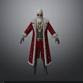 Luxurious Red Robe Character With White Beard Sunglasses Golden Accessories And Fur Trim