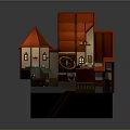 Cartoon Cottage Interior Scene With Cozy Furniture Staircase And Decorative Plants