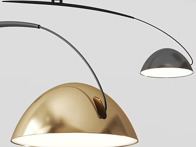 Modern Gold And Black Arc Floor Lamp With Dome Shade For Contemporary Home Lighting 3d model