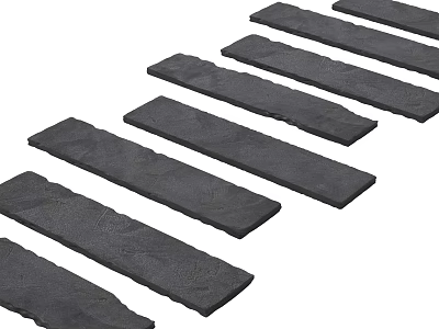 Black Long Strip Stone Garden Path Paving With Smooth Surface Design 3d model