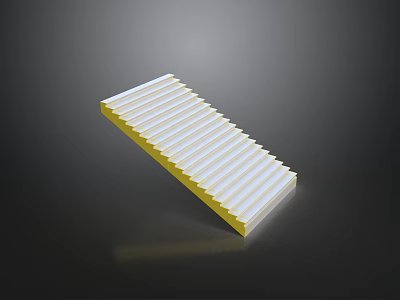 Sleek White And Yellow Striped Staircase Decoration For Modern Interior 3d model