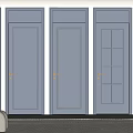 Gray Hinged Doors with Various Glass Panel Designs and Golden Handles in Modern Interior