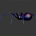 Shiny Spider With Blue Legs And Red Blue Body On Grey Reflective Background