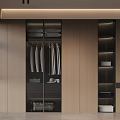 Modern Built in Wardrobe With Glass Doors Light Wood Sleek Design And Hanging Storage