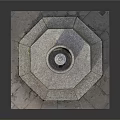 Classic Stone Fountain Structure With Octagonal Base And Square Platform Paving