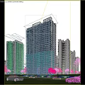 Modern High Rise Residential Buildings With Green Trees And Blue Sky Background
