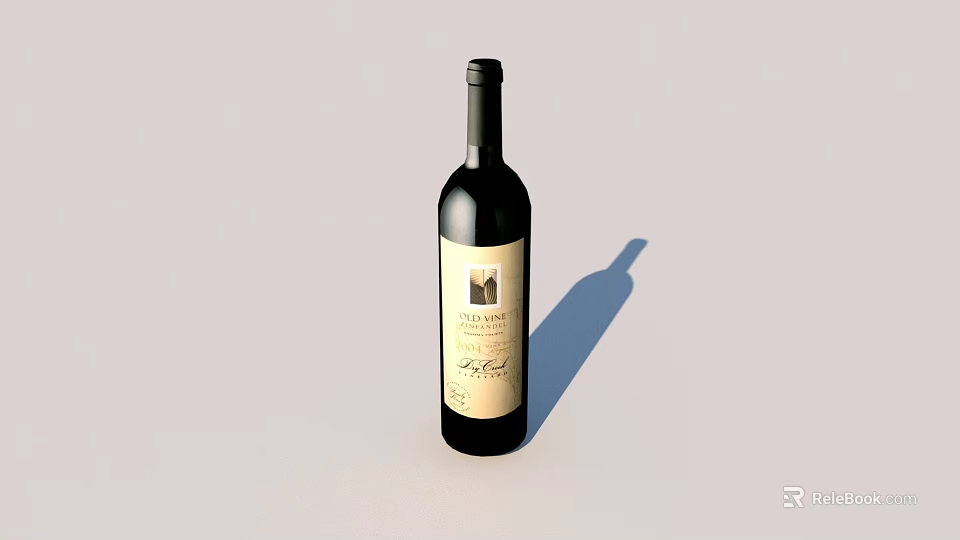 Chateau Lafite Rothschild Wine Bottle And Glass With Classic Label Design 3d model 