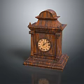 Vintage Wooden Table Clock With Ornate Carved Details And Roman Numeral Dial