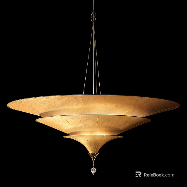 Modern Minimalist Multi Tiered Chandelier with Linen Shade and Soft Illumination 3d model 