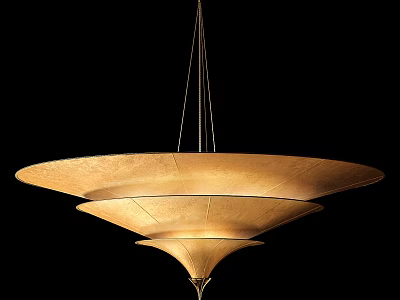 Modern Minimalist Multi Tiered Chandelier with Linen Shade and Soft Illumination 3d model
