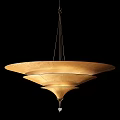 Modern Minimalist Multi Tiered Chandelier with Linen Shade and Soft Illumination
