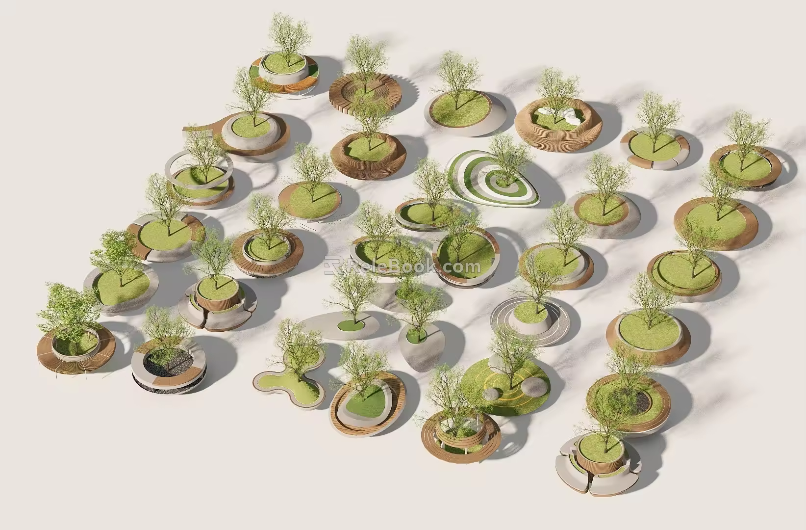 Modern Tree Pool Tree Pool Landscape Seat Card Seat Bench Planting Pool Sch 3d model