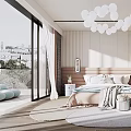 Modern Cozy Bedroom Interior With Soft Headboard Pillows Throw Blanket Nightstands And Plants