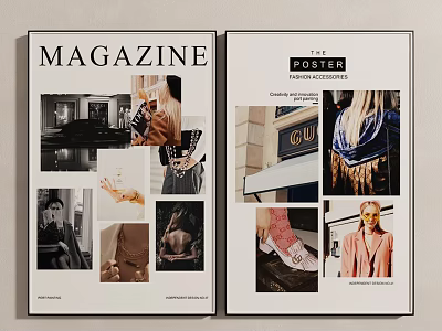 Portrait Art Featured in Magazine and Poster Collage with Fashion Visual Elements 3d model