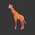Orange and Red Giraffe with Flame Patterns in Vibrant Artistic Design