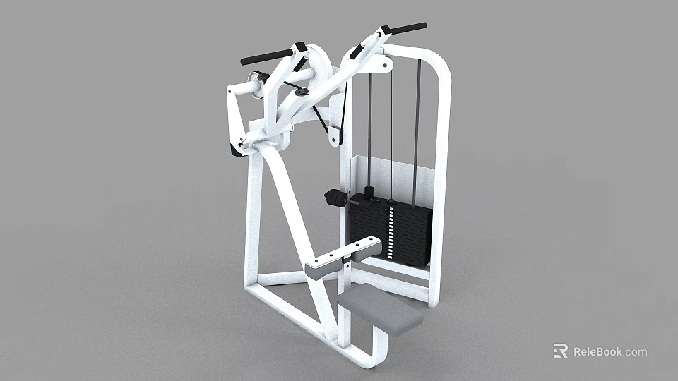 White Frame Fitness Equipment With Cable System For Upper Body Strength Training 3d model 