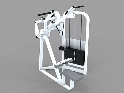White Frame Fitness Equipment With Cable System For Upper Body Strength Training 3d model