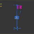 Medical IV Stand Equipment With Red Fluid Bag And Control Panel