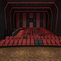 Modern Cinema Interior With Red Seats Steps And Red Accent Lighting Design 3d model