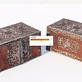 Vintage Wooden Boxes With Intricate Metal Filigree Carvings And Decorative Design