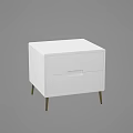 Modern White Bedroom Nightstand With Single Drawer And Slim Legs 3d model