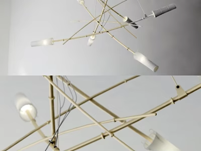 Irregular Shaped Chandelier Modern Minimalist Design With Crossed Metal Rods For Contemporary Interior 3d model